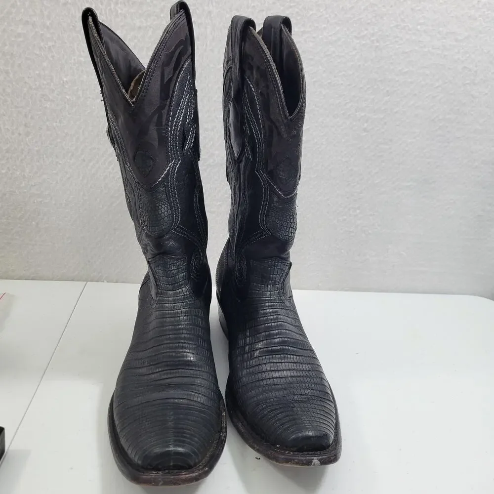 Wild West Men's Western Black Genuine Teju-Lizardskin Boots Size 8.5 10424-708 - Picture 12 of 12